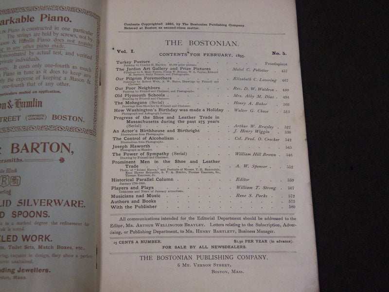 1895-1896 THE BOSTONIAN MAGAZINE LOT OF 3 ISSUES - WR 395