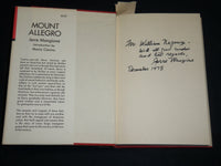 1972 MOUNT ALLEGRO HARDCOVER BOOK INSCRIBED BY JERRE MANGIONE - D 461