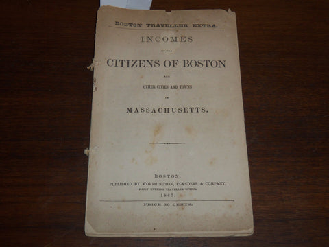 1867 CITIZENS OF BOSTON INCOMES - MASSACHUSETTS -BOSTON TRAVELLER EXTRA - K 1180