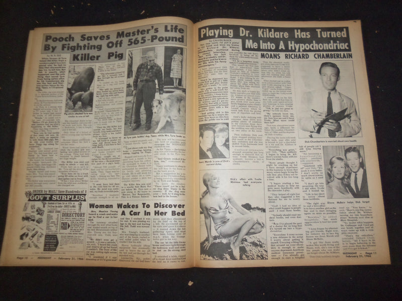 1966 FEBRUARY 21 MIDNIGHT NEWSPAPER - BOY IS HALF ANIMAL HALF HUMAN - NP 7359