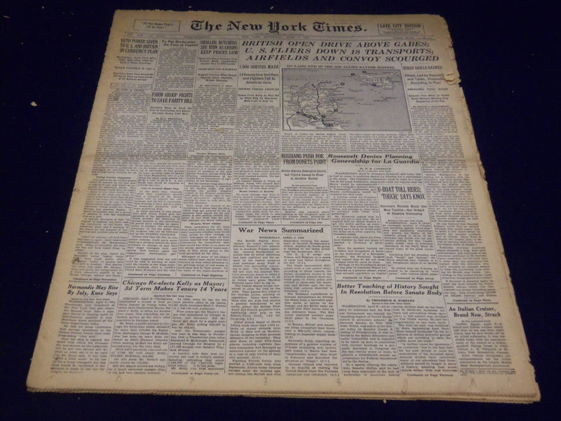 1943 APRIL 7 NEW YORK TIMES - BRITISH OPEN DRIVE ABOVE GABES - NT 1894