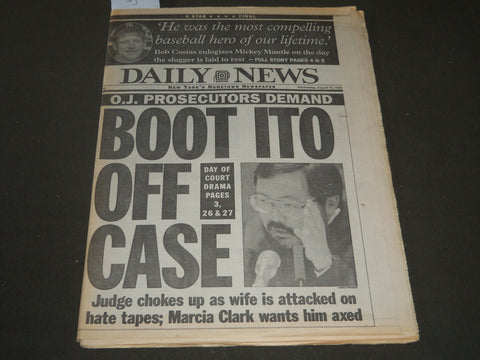 1995 AUGUST 16 NY DAILY NEWS NEWSPAPER - MICKEY MANTLE LAID TO REST - NP 2535