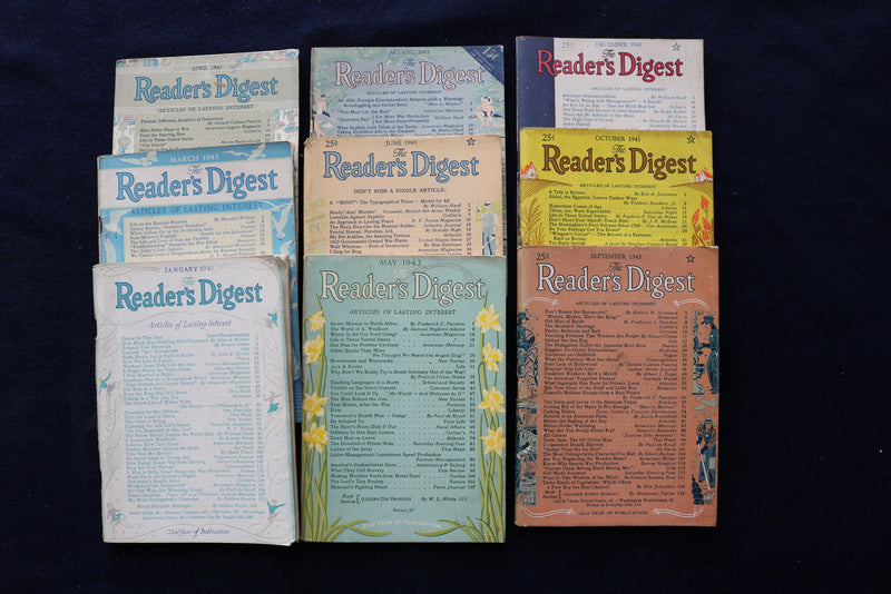 1943 READER'S DIGEST MAGAZINE - LOT OF 9 - O 3446