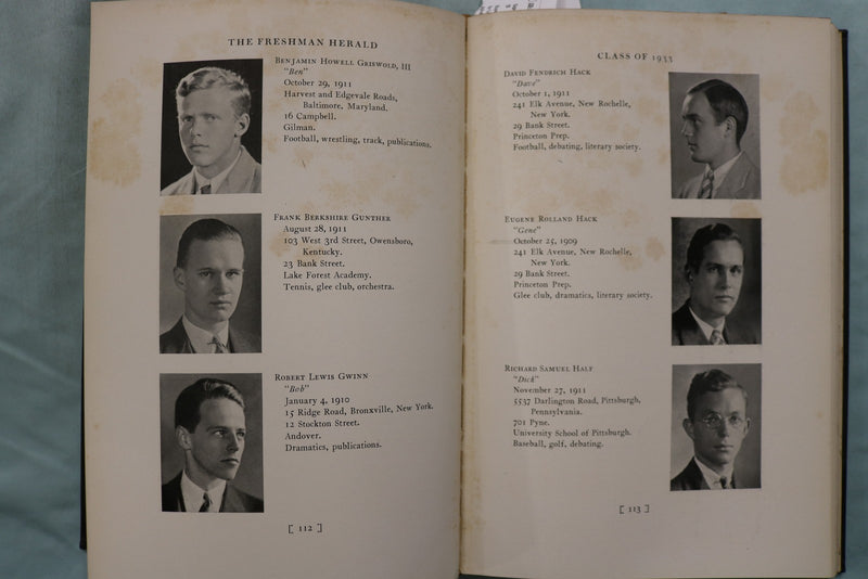 1933 THE FRESHMAN HERALD PRINCETON UNIVERSITY YEARBOOK - PRINCETON, NJ - YB 3582