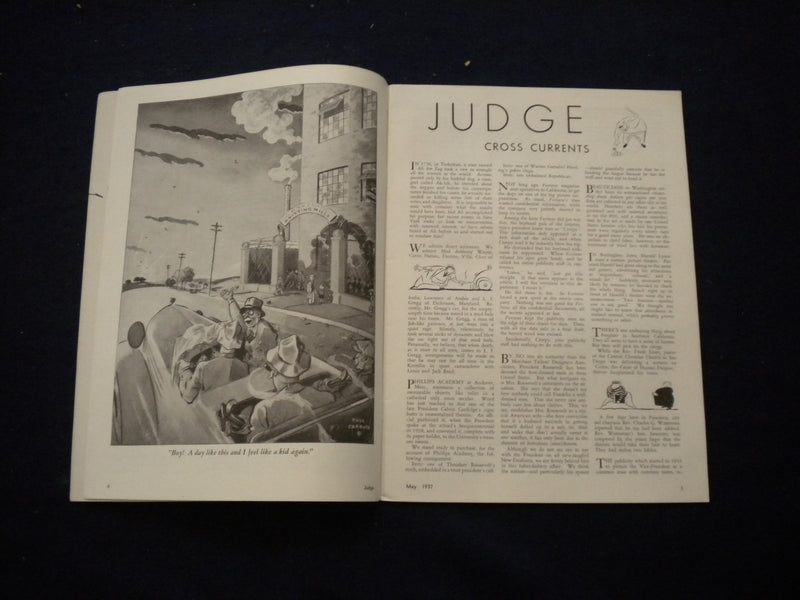 1937 MAY JUDGE MAGAZINE- FISHING WOMAN TAKES OFF BOOT AND FISH COMES OUT- B 439F