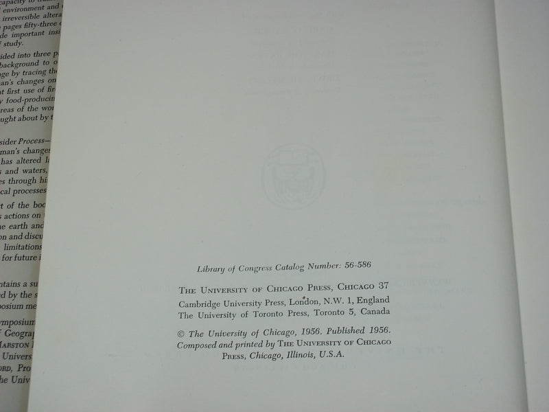 1956 MAN;S RACE IN CHANGING THE FACE OF THE EARTH HARDCOVER BOOK - KD 7614