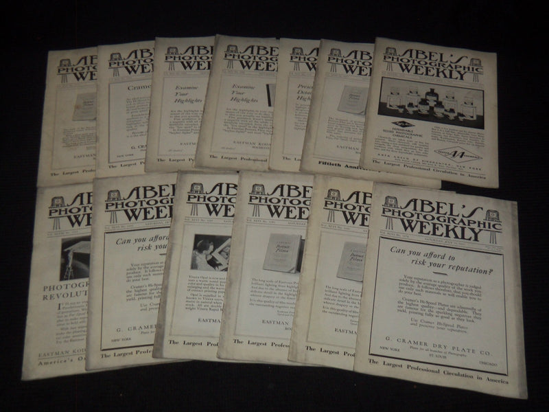 1930-1931 ABEL'S PHOTOGRAPHIC WEEKLY MAGAZINE LOT OF 13 ISSUES - O 3074J