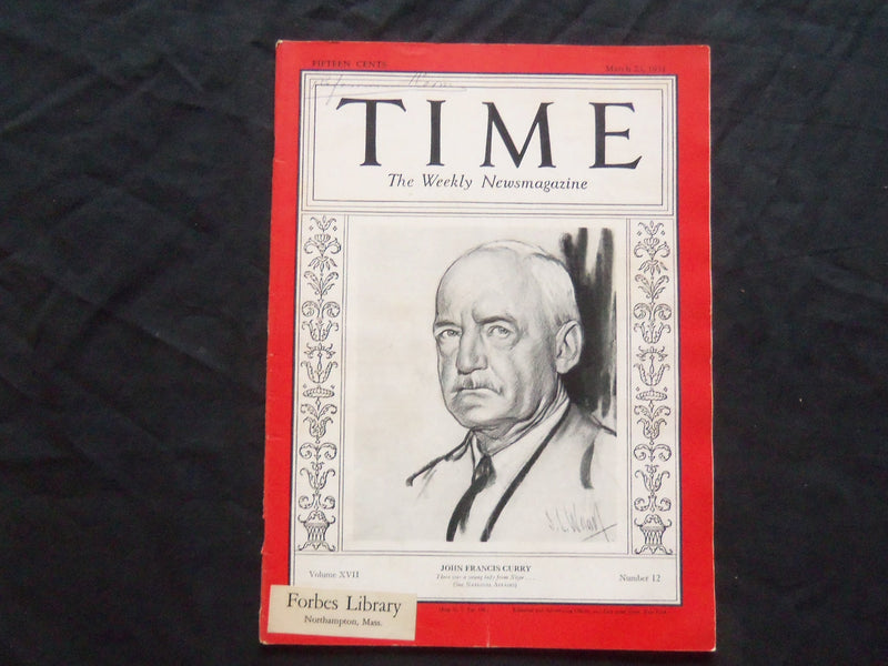 1931 MARCH 23 TIME MAGAZINE - JOHN FRANCIS CURRY - T 267