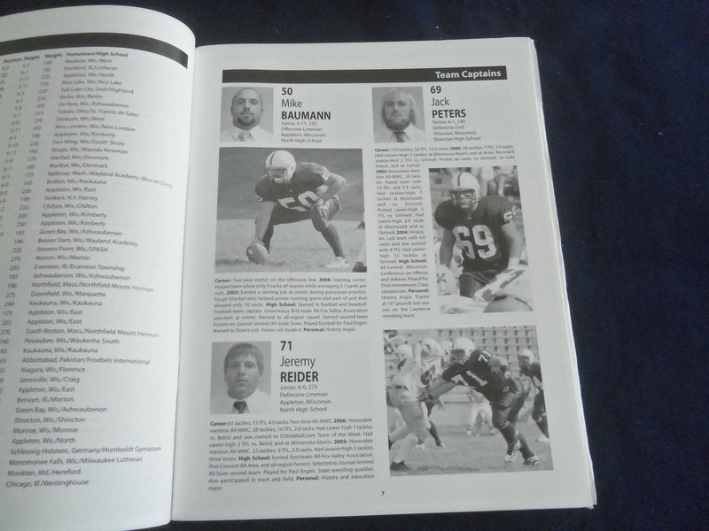 2007 OCTOBER 13 FOOTBALL PROGRAM - KNOX COLLEGE VS LAWRENCE UNIVERSITY- SP 1217Q