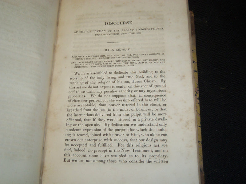 1830 WILLIAM CHANNING'S DISCOURSES REVIEWS AND MISCELLANIES VOLUME - KD 5837