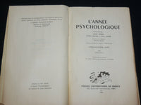 1956 L'ANNEE PSYCHOLOGIQUE FRENCH MAGAZINE ISSUE NO. 2 - J 6573