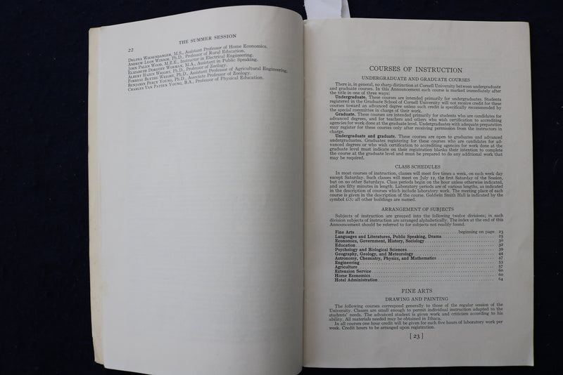 1941 CORNELL UNIVERSITY SUMMER SESSION ANNOUNCEMENT SOFTCOVER BOOK - K 1419