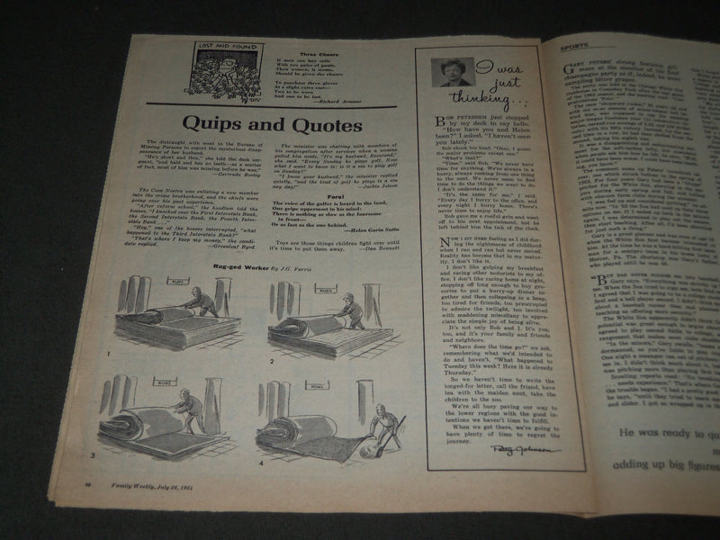 1949 JULY 26 FAMILY WEEKLY SUNDAY MAGAZINE SECTION - GARY PETERS COVER - J 2935