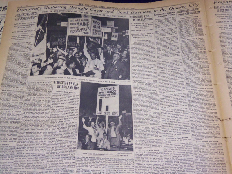 1935 JUNE 27 NEW YORK TIMES - ROOSEVELT NOMINATED BY ACCLAMATION - NT 1934