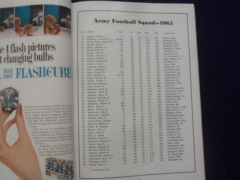1965 NOVEMBER 27 ARMY-NAVY FOOTBALL PROGRAM - JFK MEMORIAL STADIUM - K 133