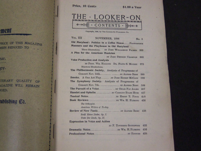 1895-1896 THE LOOKER-ON MAGAZINE LOT OF 3 ISSUES - WR 397
