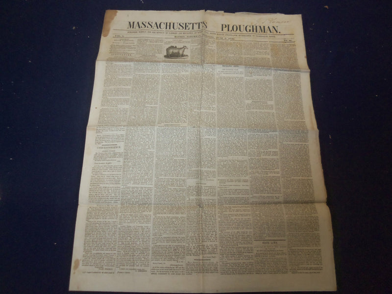 1846 JUNE 6 MASSACHUSETTS PLOUGHMAN NEWSPAPER - LETTER FROM RIO GRANDE - NP 5124