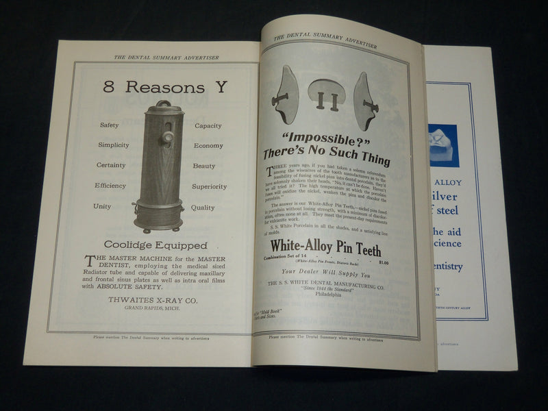 1921 MARCH THE DENTAL SUMMARY MAGAZINE - DENTISTRY - NICE ADS - J 5892