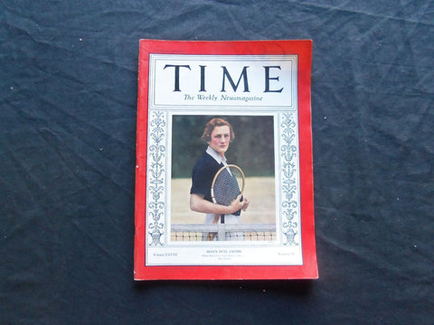 1936 SEPTEMBER 14 TIME MAGAZINE - HELEN HULL JACOBS - T 532