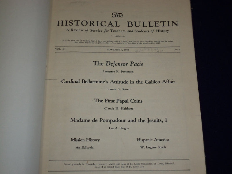 1932-1941 THE HISTORICAL BULLETIN REVIEW OF SERVICE TEACHERS VOLUME - KD 1523