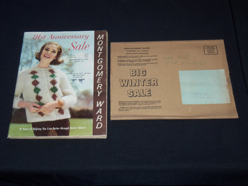 1963 MONTGOMERY WARD ANNIVERSARY SALE CATALOGUE & ENVELOPE - J 7593