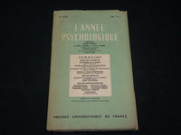 1956 L'ANNEE PSYCHOLOGIQUE FRENCH MAGAZINE ISSUE NO. 2 - J 6573