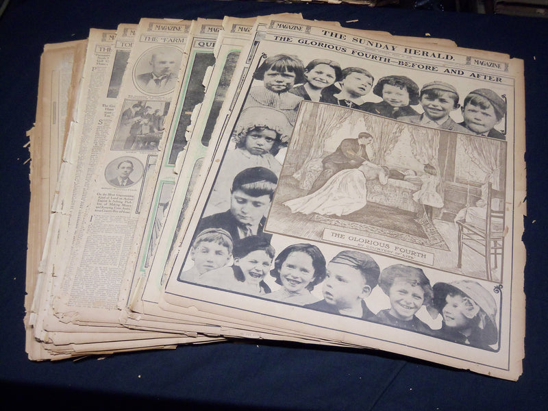 1910-1911 BOSTON HERALD SUNDAY MAGAZINE SECTIONS LOT OF 28 - NICE PHOTOS - UP 93