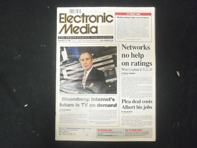 1997 SEPTEMBER 29 ELECTRONIC MEDIA MAGAZINE - MICHAEL BLOOMBERG - ST 4567