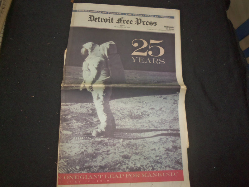 1994 JULY 20 DETROIT FREE PRESS NEWSPAPER - 25 YEARS AFTER MOON LANDING- NP 7705
