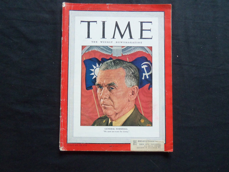 1946 MARCH 25 TIME MAGAZINE - GENERAL GEORGE MARSHALL - T 1013
