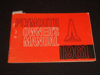 1961 PLYMOUTH OWNER'S MANUAL - SOFTCOVER - J 9881