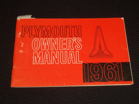 1961 PLYMOUTH OWNER'S MANUAL - SOFTCOVER - J 9881