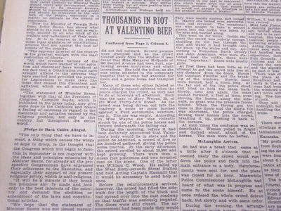 1926 AUGUST 25 NEW YORK TIMES - THOUSANDS RIOT AT VALENTINO BIER - NT 5058