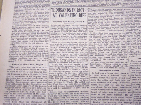 1926 AUGUST 25 NEW YORK TIMES - THOUSANDS RIOT AT VALENTINO BIER - NT 5058