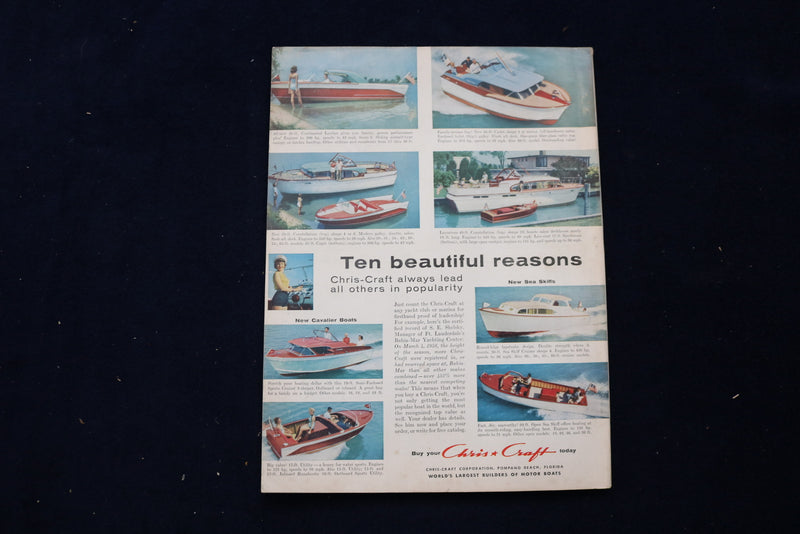 1958 JUNE MOTOR BOATING MAGAZINE - AN ILLUSTRATED BOAT COVER - E 11712