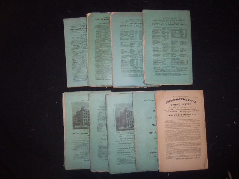 1870 PUTNAM'S MONTHLY MAGAZINE - LOT OF 9 ISSUES - WR 1164