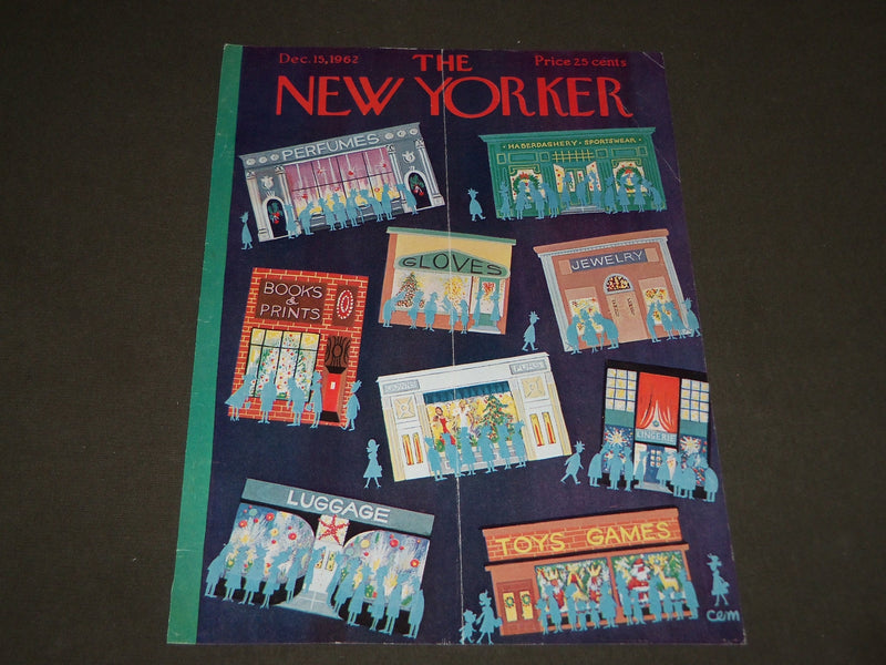 1962 DECEMBER 15 NEW YORKER MAGAZINE FRONT COVER ONLY - GREAT ART FOR FRAMING