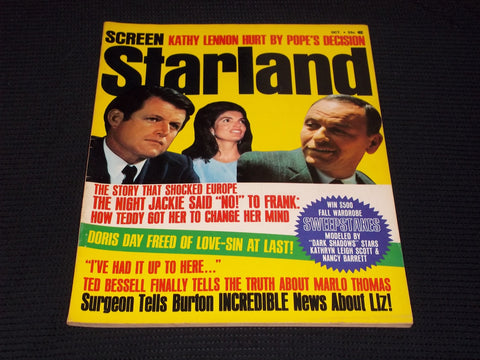 1970 OCTOBER SCREEN STARLAND MAGAZINE - TEDDY JACKIE KENNEDY & SINATRA - E 15548