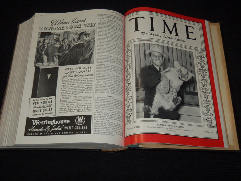 1937 JAN-MAR TIME MAGAZINE BOUND VOLUME - GREAT COVERS - NICE ADS - KD 3806N