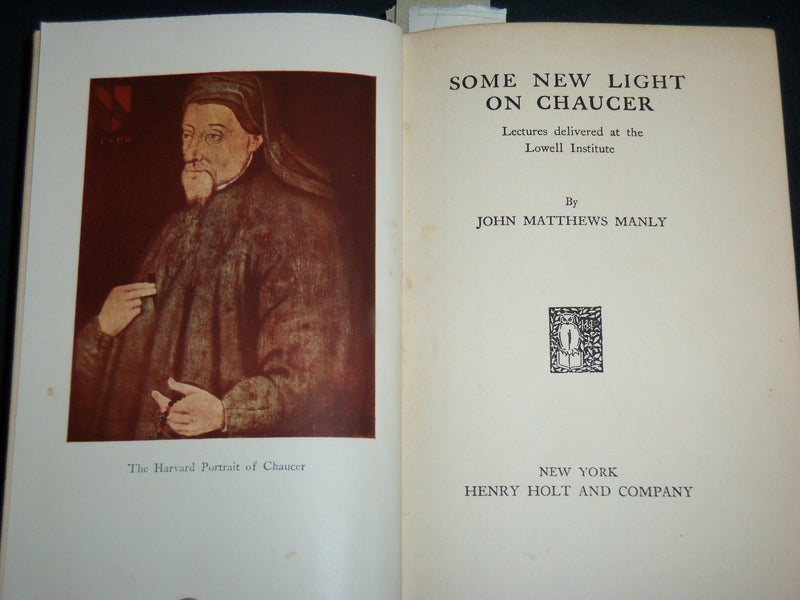 1926 SOME NEW LIGHT ON CHAUCAR HARDCOVER BOOK BY JOHN MATTHEWS MANLY - KD 6662