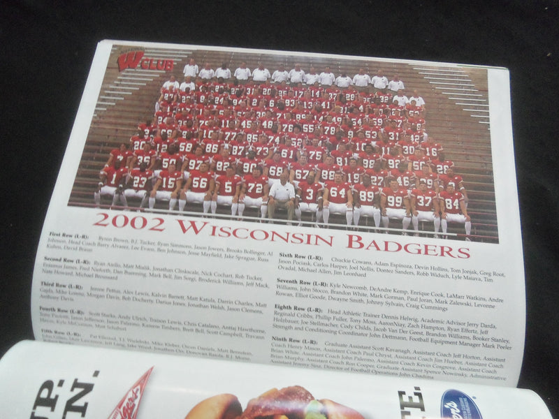 2002 OCTOBER 5FOOTBALL PROGRAM - UNIV OF WISCONSIN VS PENN STATE UNIV - B 5534J