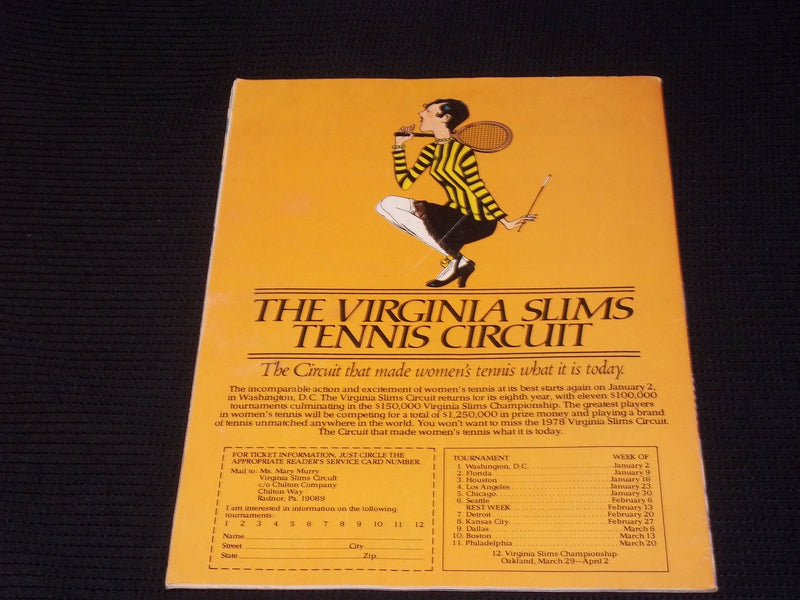 1977 NOVEMBER TENNIS USA MAGAZINE - WENDY TURNBULL FRONT COVER - E 2360