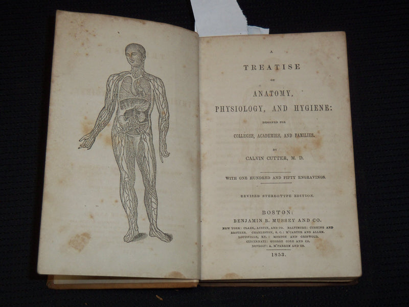 1853 A TREATISE OF ANATOMY BOOK BY CALVIN CUTTER, M. D - NICE ILLUS. - J 8118