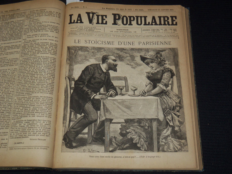 1884 JAN-MAR LA VIE POPULAIRE MAGAZINE BOUND VOLUME #1- EMILE ZOLA - KD 7462C