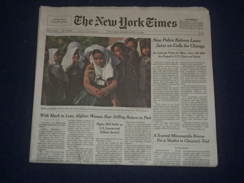 2021 APRIL 19 NEW YORK TIMES - NEW POLICE REFORM LAWS SEIZE ON CALLS FOR CHANGE