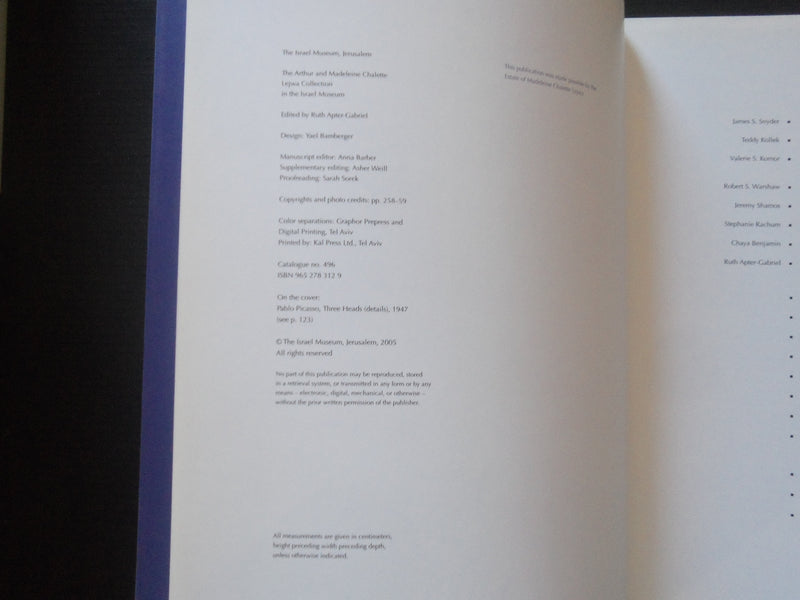 2005 THE CHALETTE LEJQA COLLECTION IN THE ISRAEL MUSEUM SOFTCOVER BOOK - R 734V