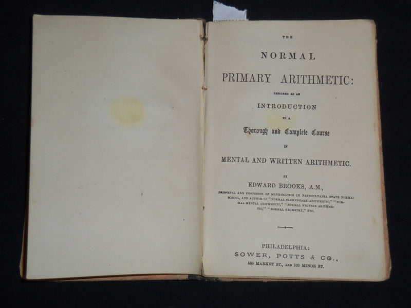 1863-1879 BROOK'S NORMAL PRIMARY ARITHMATIC BOOKS LOT OF 5 - KD 4351F