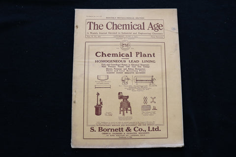 1924 JUNE 7 THE CHEMICAL AGE MAGAZINE - CHEMICAL PLANT COVER - SP 4924V