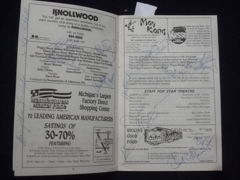 1989 THE DESERT SONG PROGRAM - STAR THEATRE OF FLINT - MANY SIGNATURES - J 9722