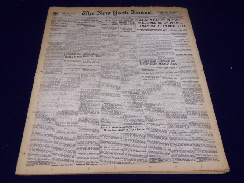 1935 APRIL 14 NEW YORK TIMES - FRANCO-ITALIAN DEAL NEAR - NT 3790